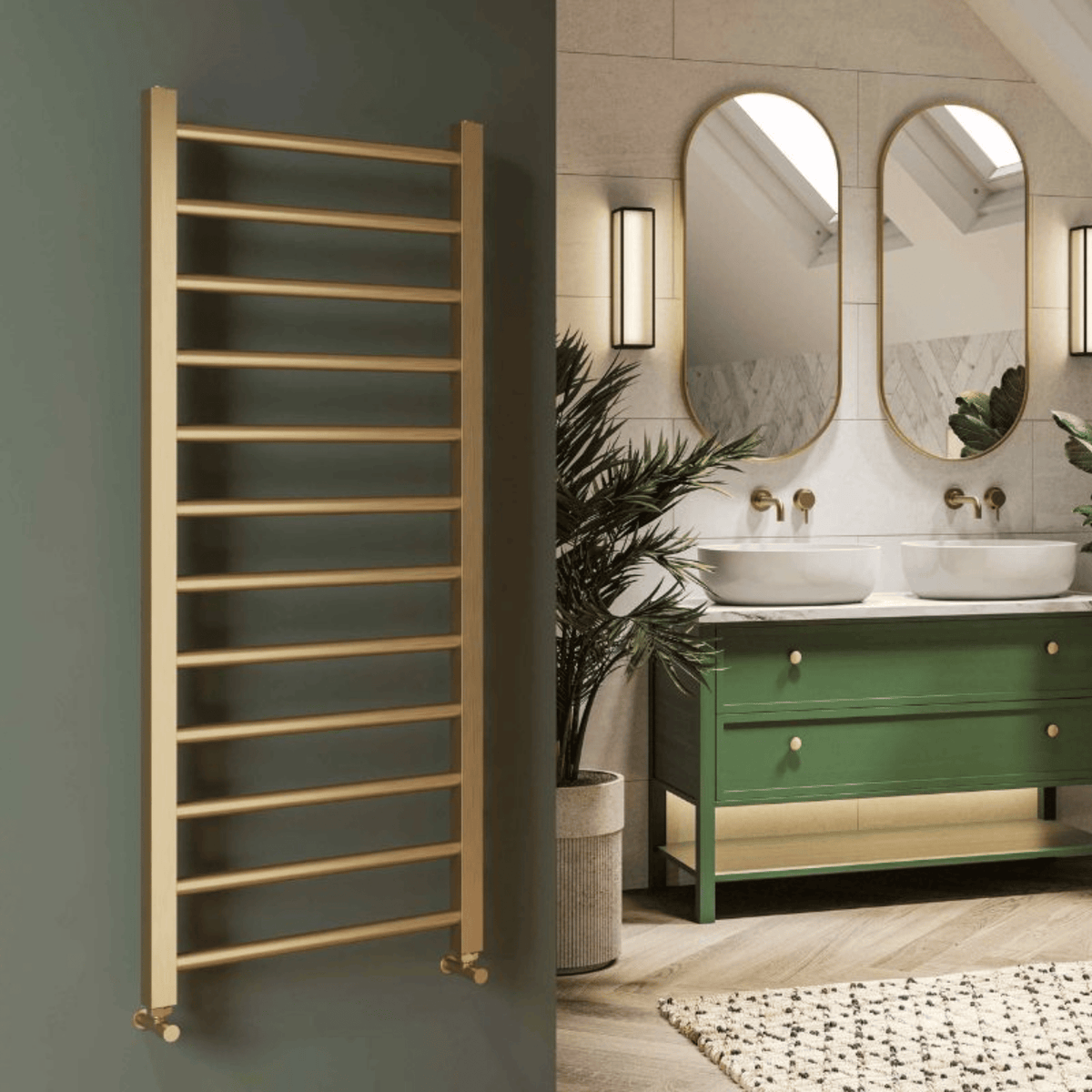 DQ Kylo Towel Rail - 1600mm x 500mm - Brushed Brass - KYLO50/160-BB