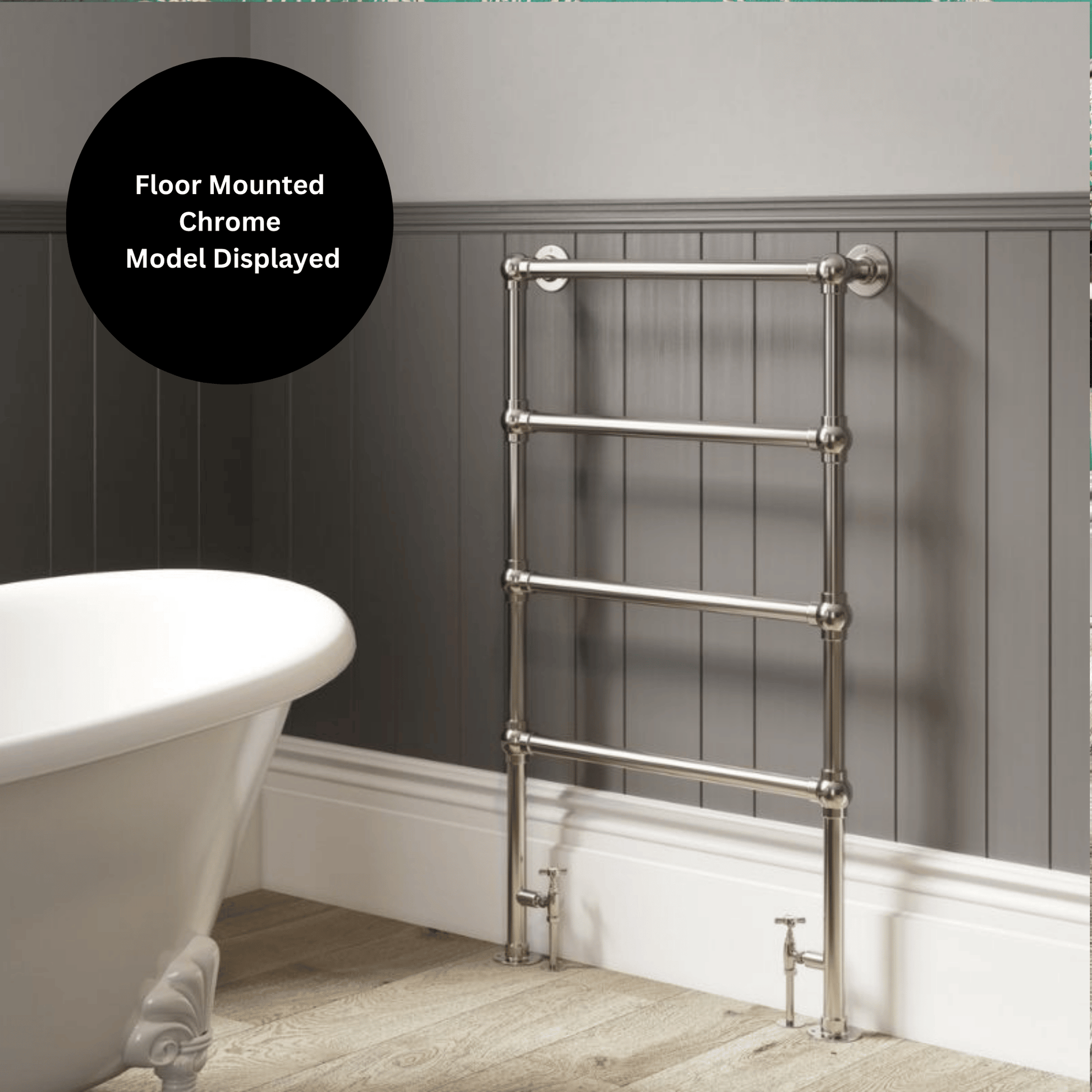 DQ Methwold Wall Mounted Towel Rail - 1294mm x 837mm - Un-lacquered Polished Brass - METHWOLD-3W-PBU