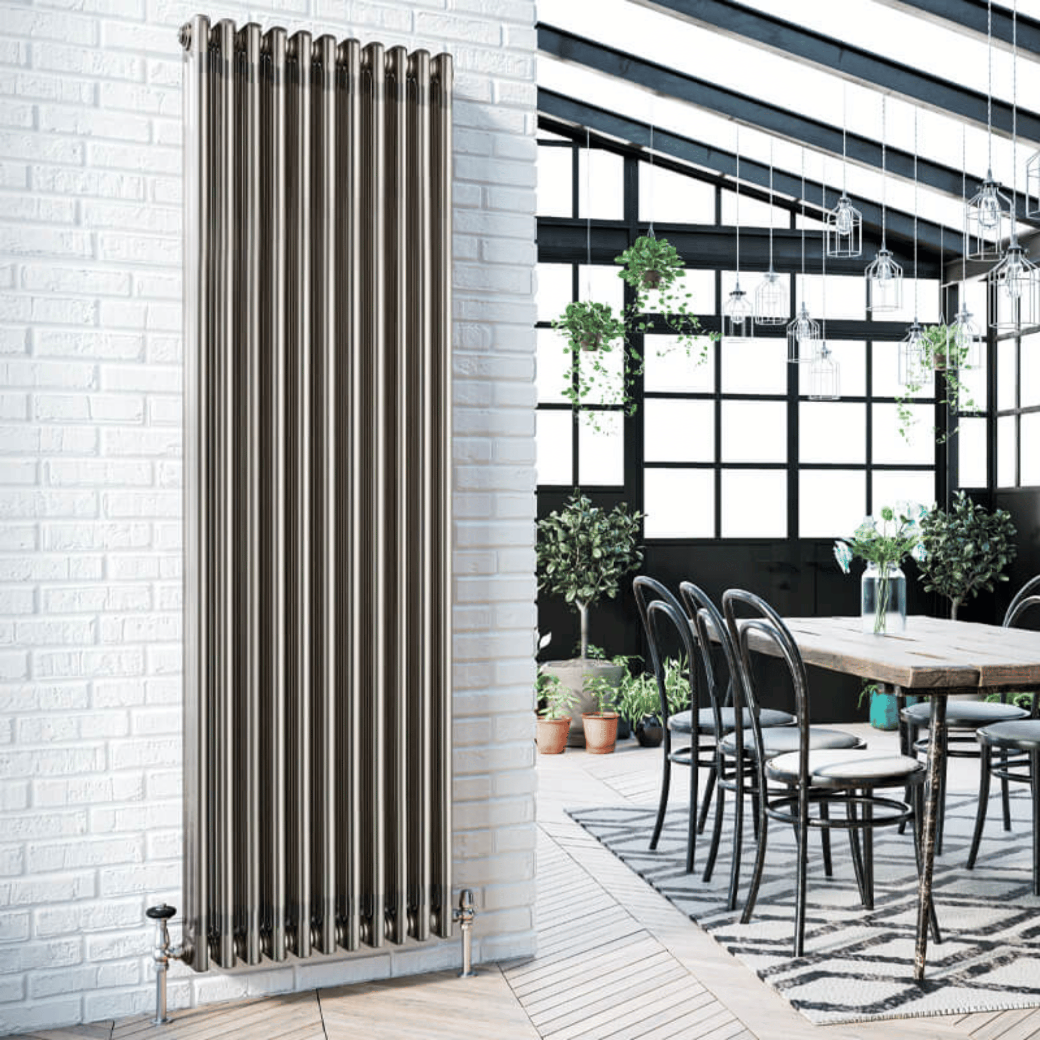DQ Modus 3 Column Radiator - 2200mm x 944mm - Bare Metal Lacquer - Modus 33.2200/20-BML