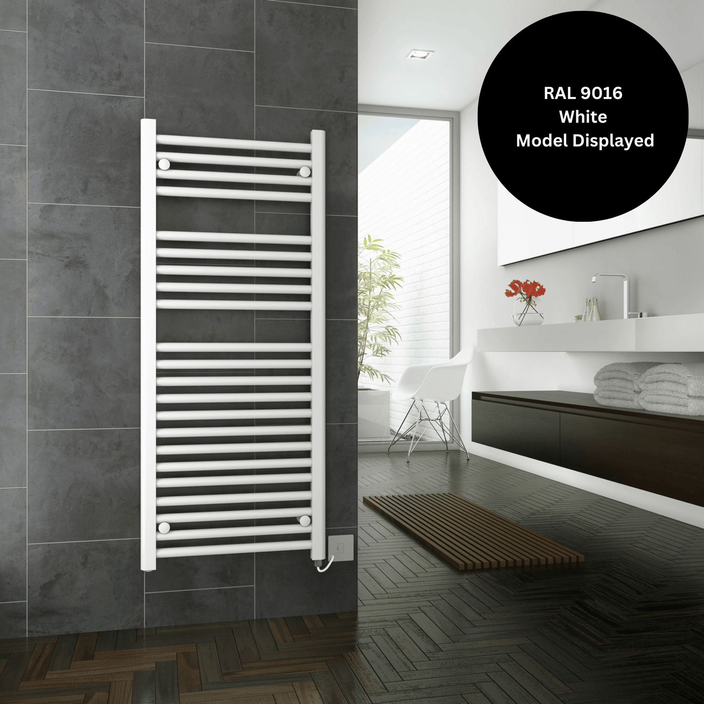DQ Metro Towel Rail with H+ Element - 800mm x 300mm - F02 Ultra Matt Black - METRO-H+ 30/80-UMB
