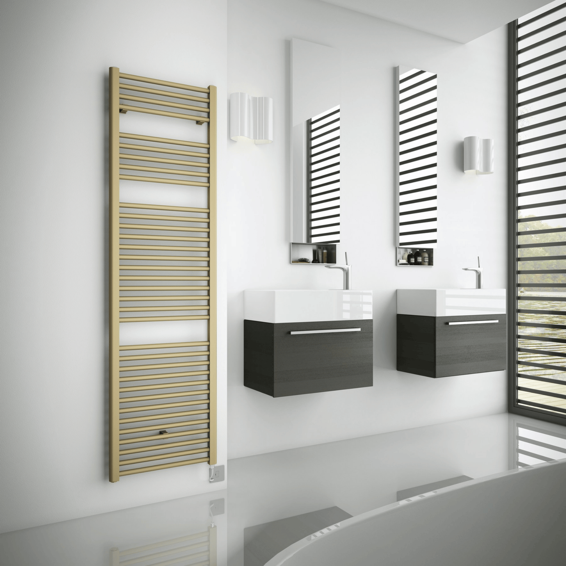 DQ Metro Towel Rail with TEC Element - 1500mm x 500mm - RAL Colour/DQ Finishes - METRO-TEC 50/150-F