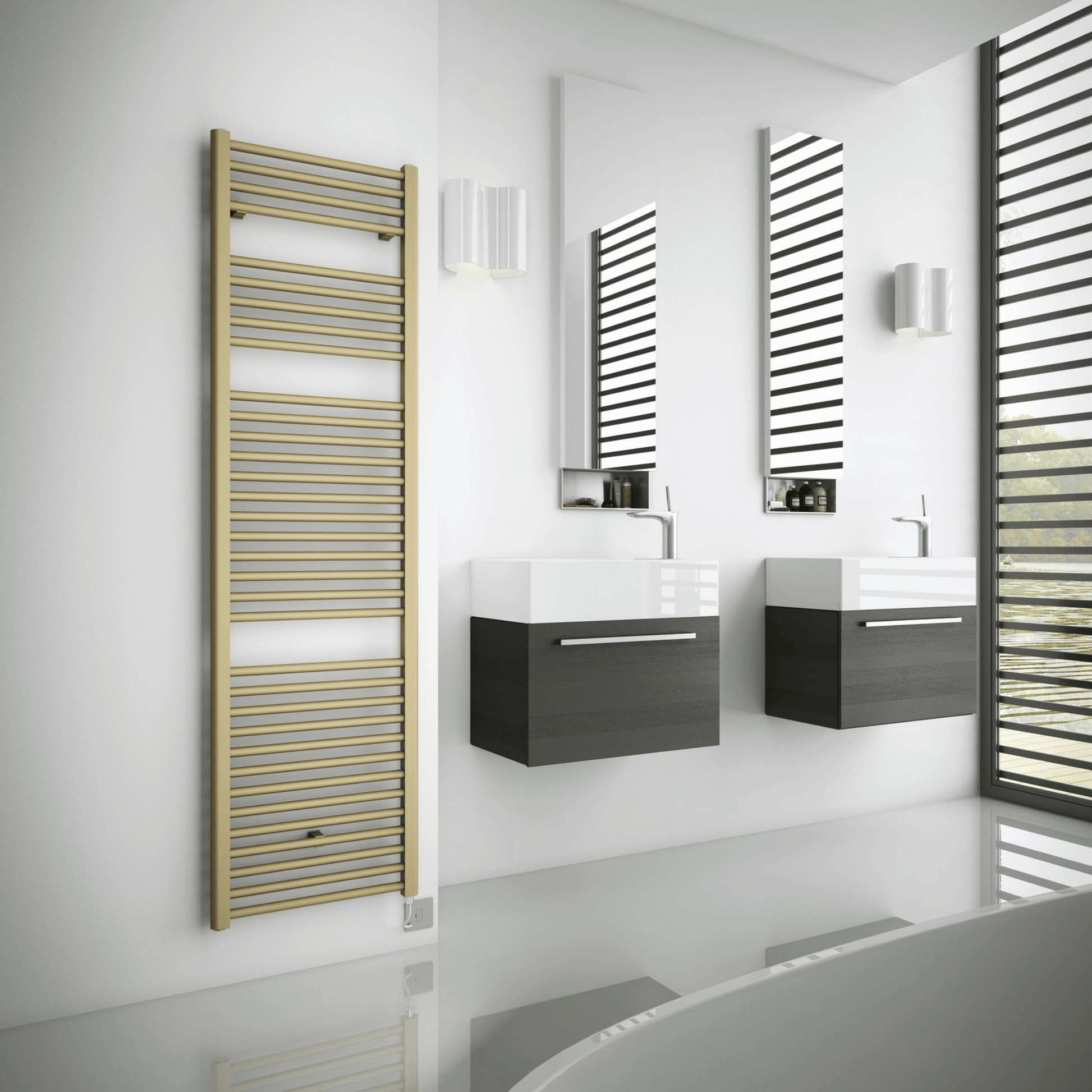 DQ Metro Towel Rail with Essential Element - 800mm x 400mm - RAL Colour/DQ Finishes - METRO-E 40/80-F