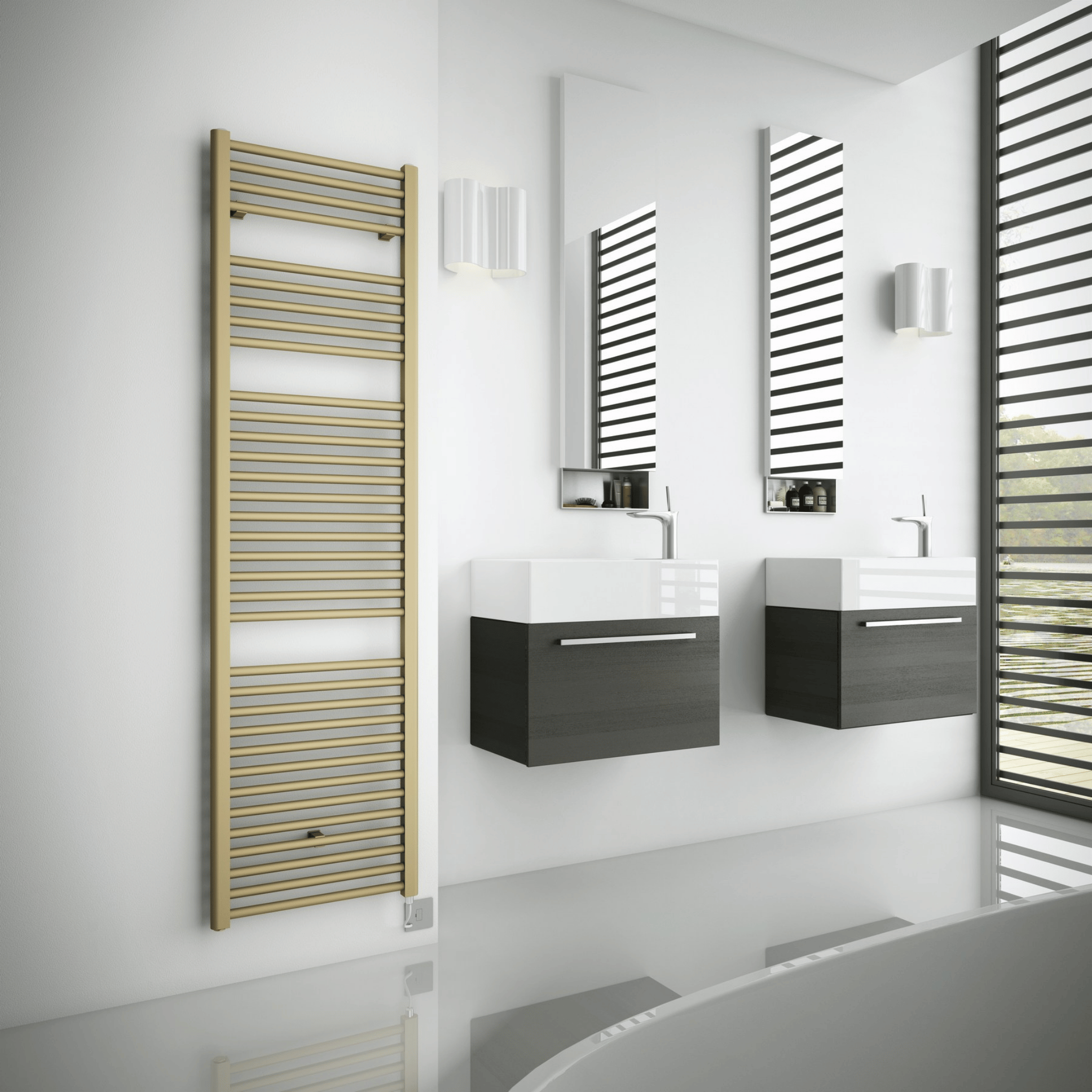 DQ Metro Towel Rail with Essential Element - 1200mm x 300mm - RAL Colour/DQ Finishes - METRO-E 30/120-F
