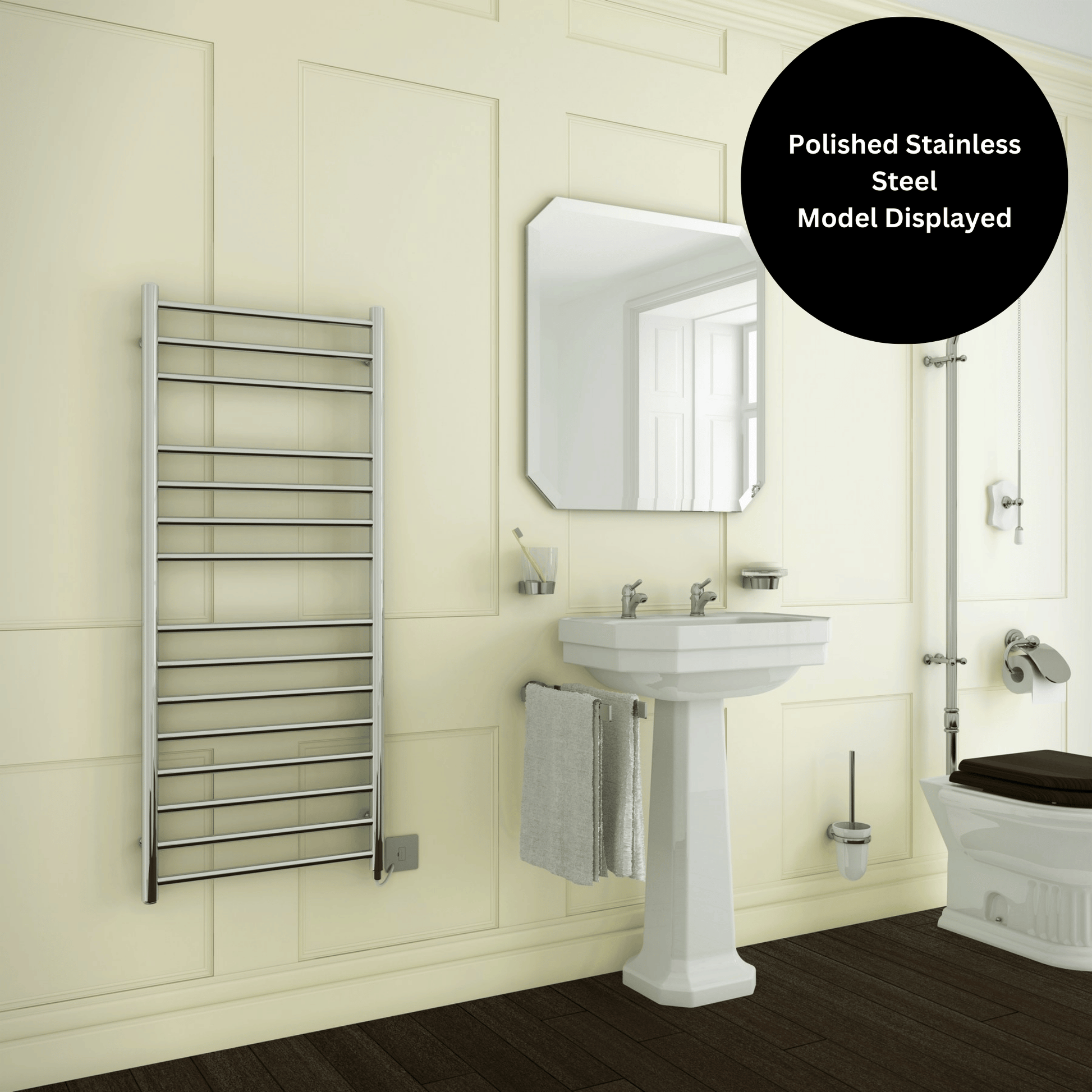 DQ Siena Towel Rail with TEC Element - 1540mm x 350mm - F02 Ultra Matt Black - SIENA-TEC 35/160-UMB