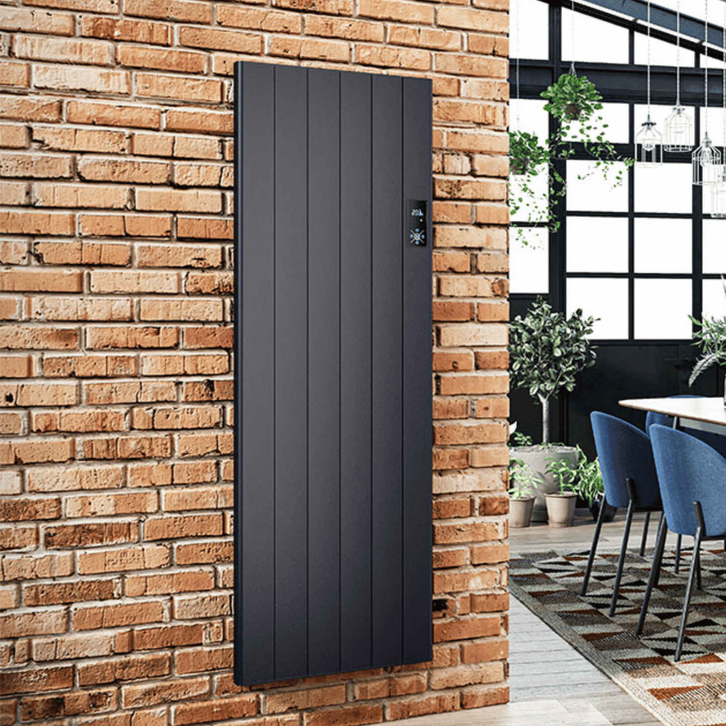 DQ BGO Electric Vertical Radiator - 1600mm x 550mm x 92mm - Anthracite 7016 Texture - BGO-1600/6-A