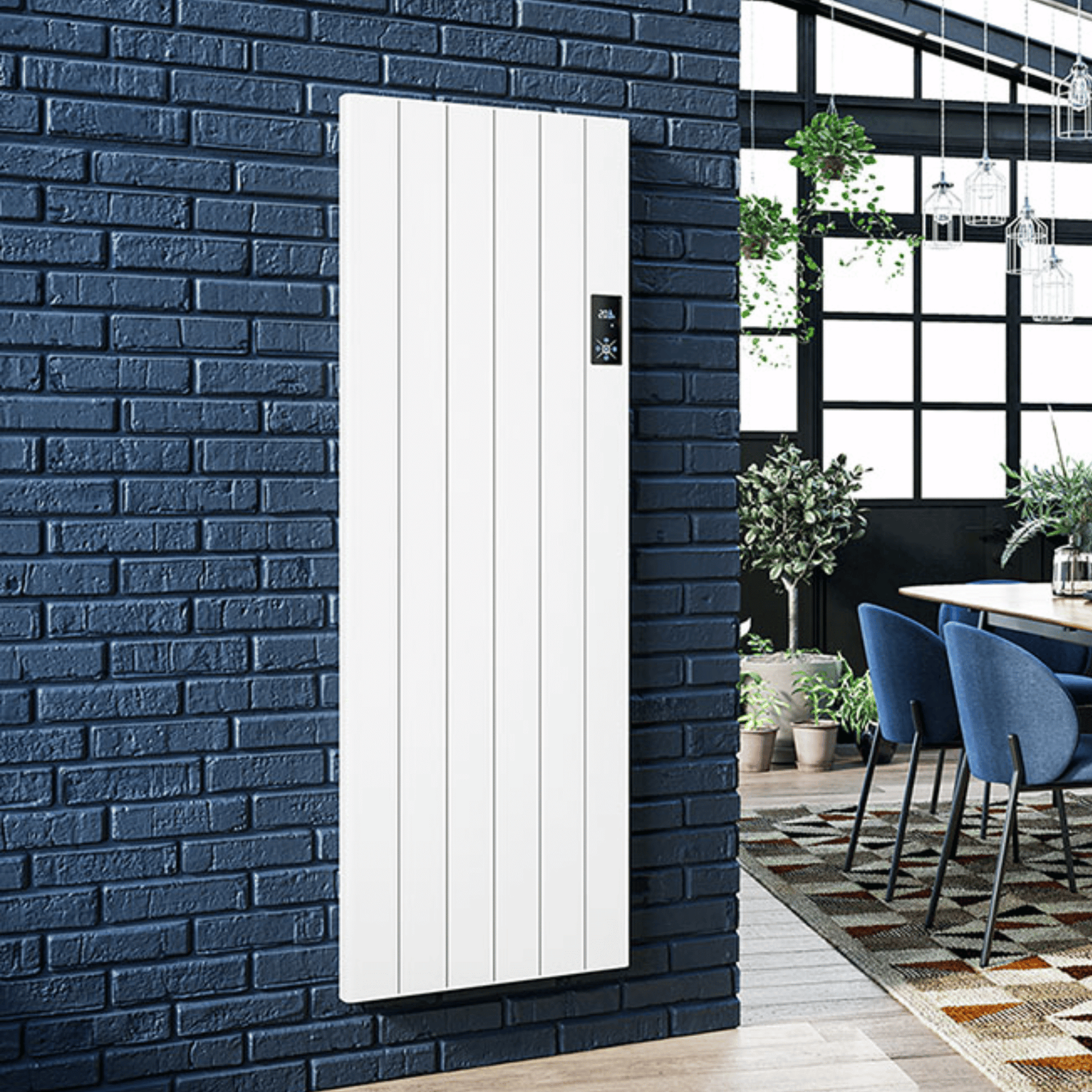 DQ BGO Electric Vertical Radiator - 1600mm x 550mm x 92mm - White 9016 Texture - BGO-1600/6-W