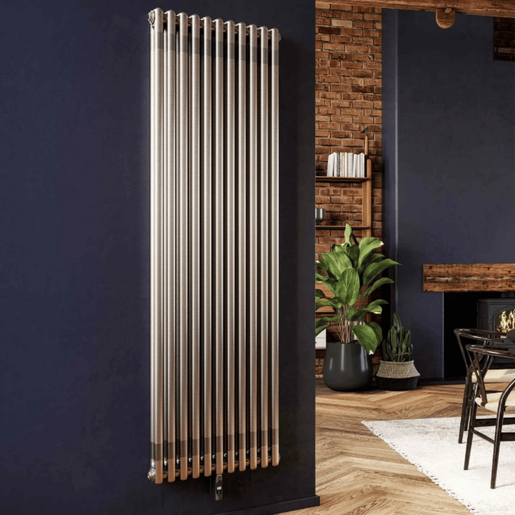 DQ Modus Electric Column Radiator - Vertical - 2 Column - 1920mm x 530mm - Bare Metal Lacquer - MODUS-EB2.1800/11