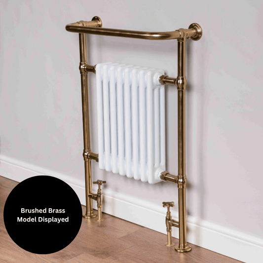 DQ Newbury Towel Rail - 965mm x 765mm - Brushed Nickel with White (RAL 9016) Insert - NEWBURY-3-BN