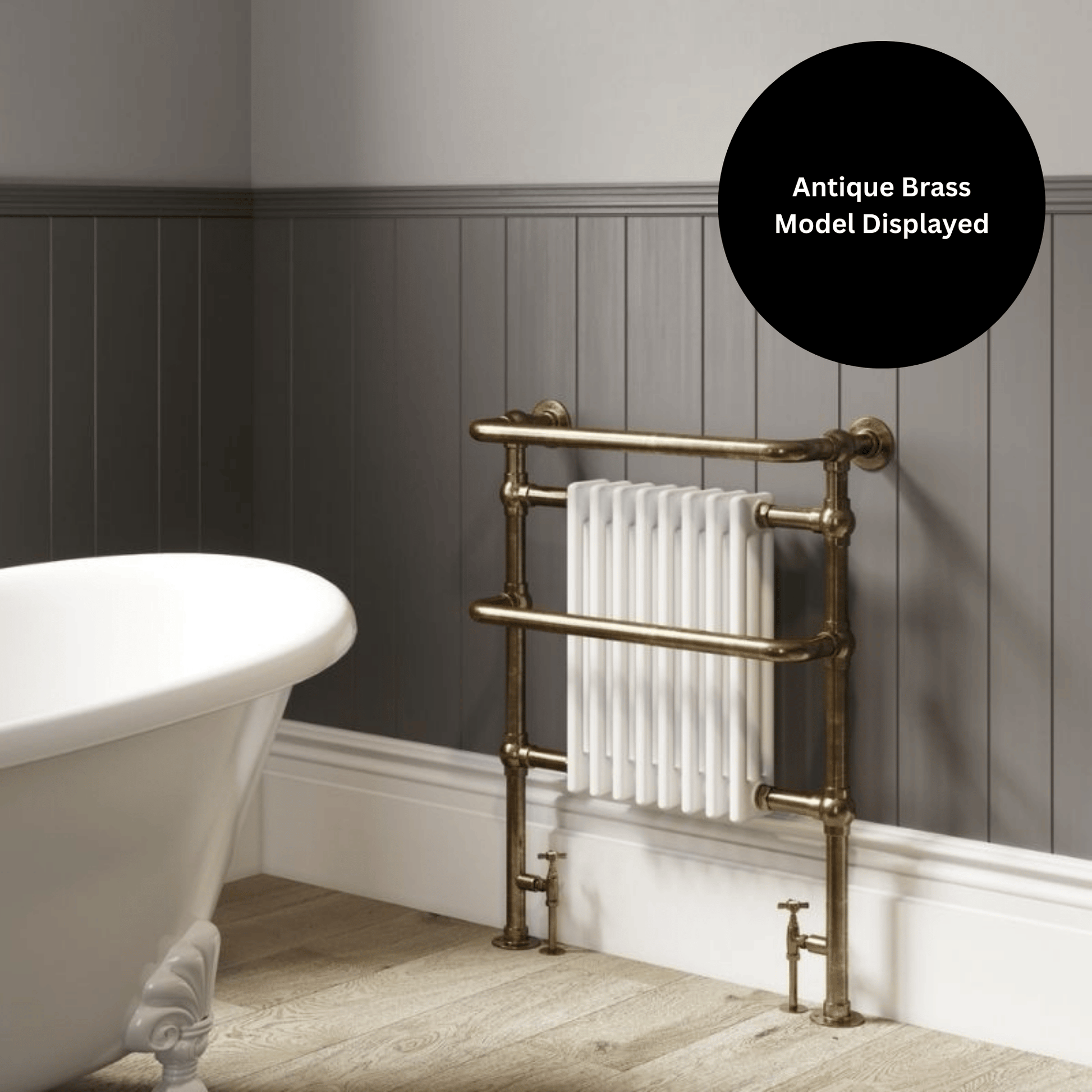 DQ Old Buckenham Wall Mounted Towel Rail - 789mm x 685mm - Polished Nickel with White (RAL 9016) Insert - OLD BUCKENHAM-2W-PN