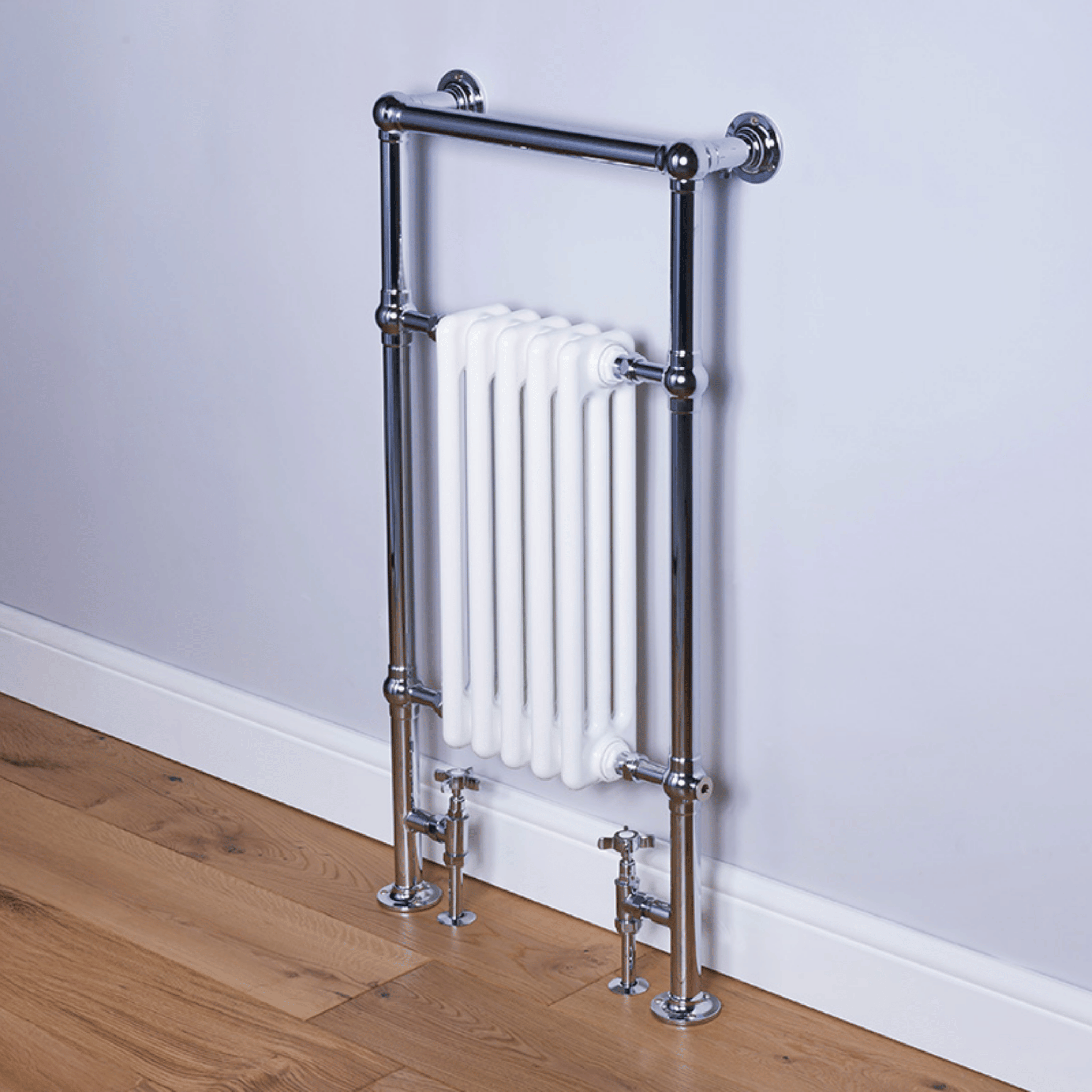 DQ Twyford Towel Rail - 952mm x 500mm - Chrome with White (RAL 9016) Insert - TWYFORD