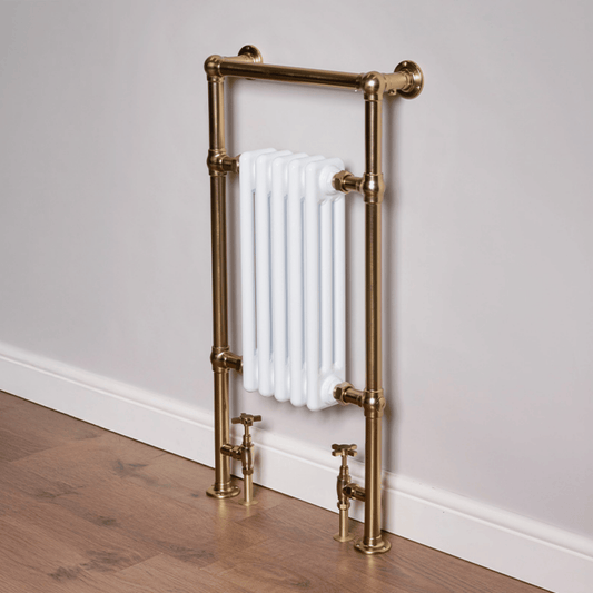 DQ Twyford Towel Rail - 952mm x 500mm - Brushed Brass with White (RAL 9016) Insert - TWYFORD-BB