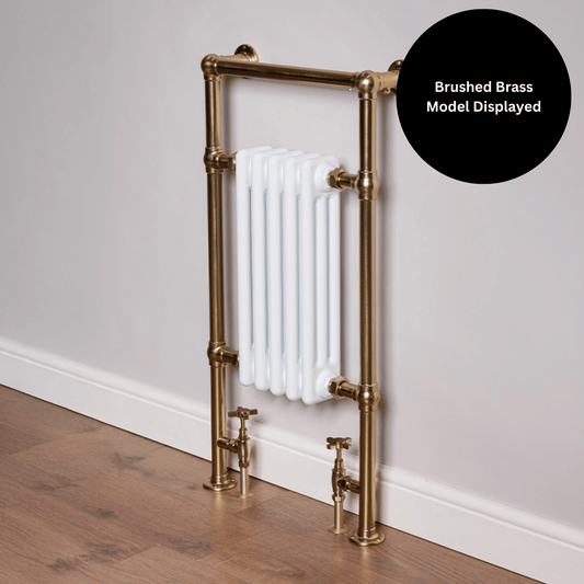 DQ Twyford Towel Rail - 952mm x 500mm - Brushed Nickel with White (RAL 9016) Insert - TWYFORD-BN