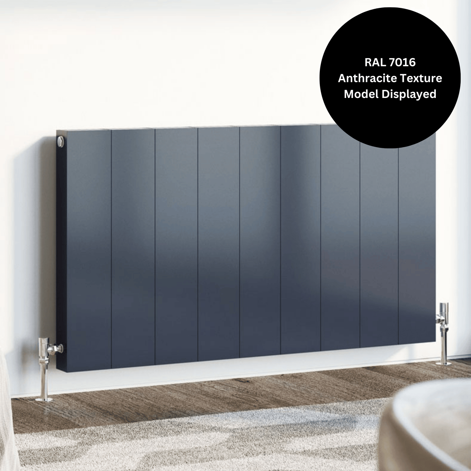 DQ Vela Horizontal Radiator - 600mm x 363mm - Anthracite Matt (RAL 7016) - VELA60/3-A