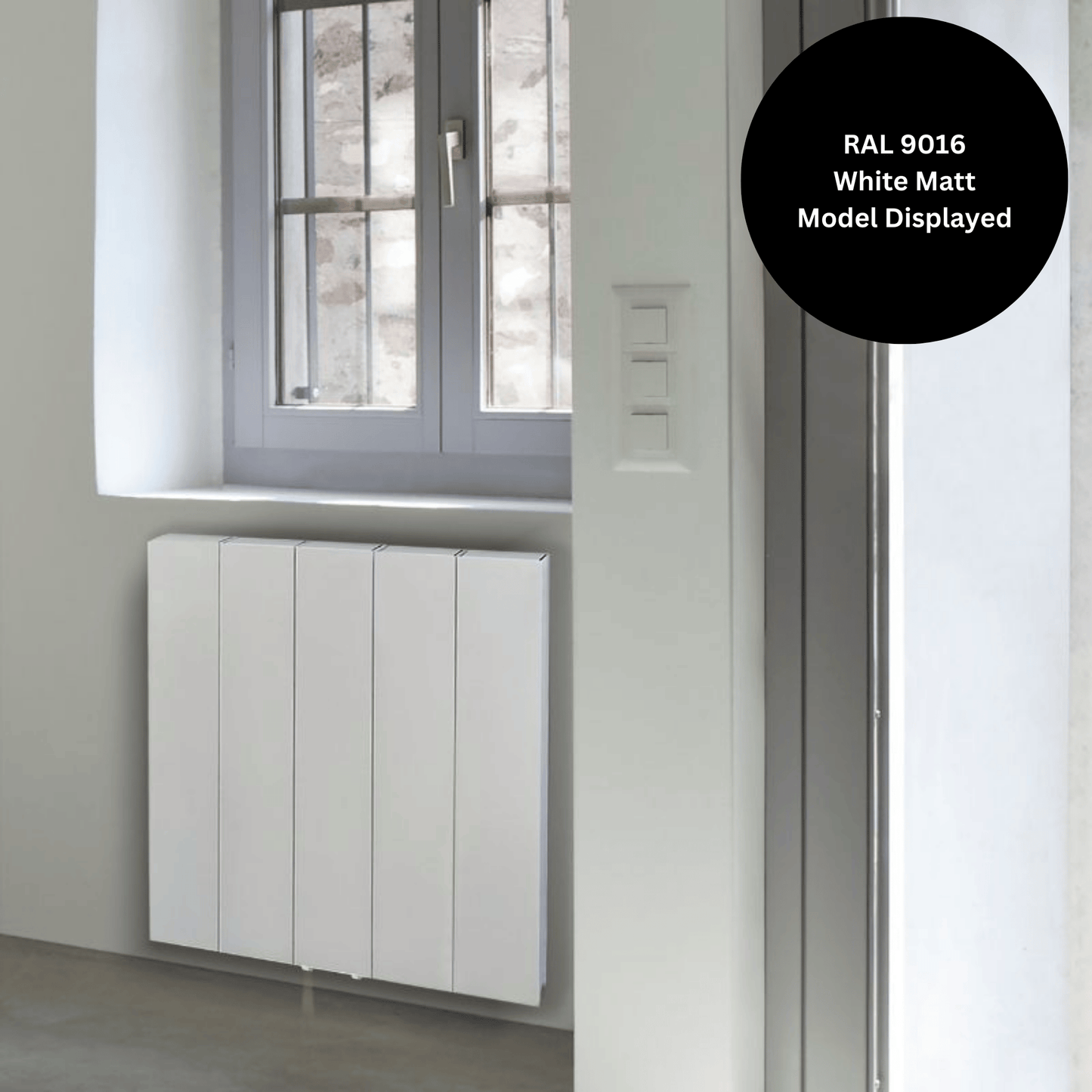 DQ Vela Electric Radiator - Horizontal - 600mm x 849mm - White Matt (RAL 9016) - VELA-WE60/7-W