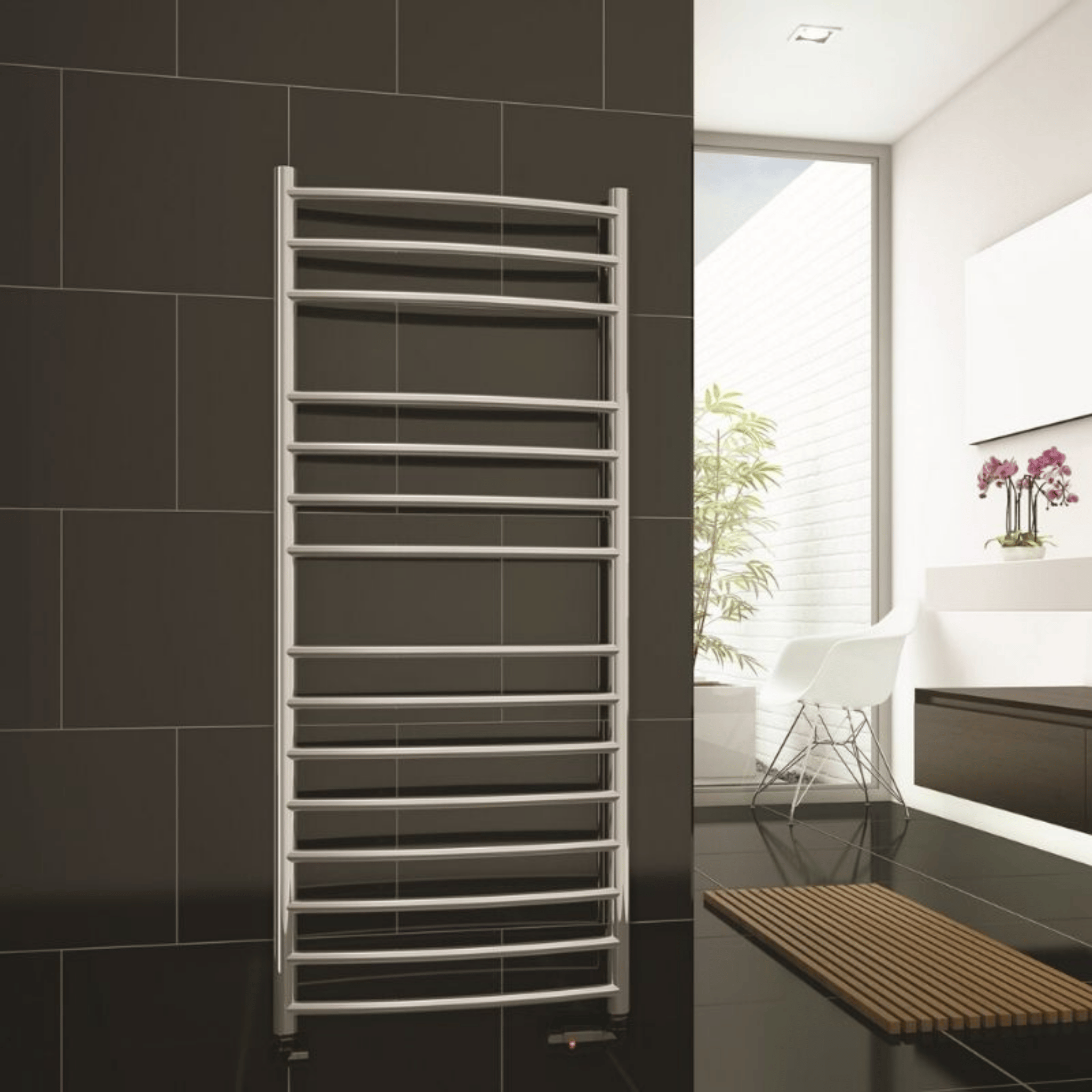 DQ Zante Curved Towel Rail - 700mm x 500mm - Polished Stainless Steel - ZANTE50/70-P