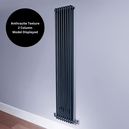 DQ Ardent 2 Column Vertical Radiator - 1800mm x 668mm - F02 Ultra Matt Black - AM2.1800/14-UMB