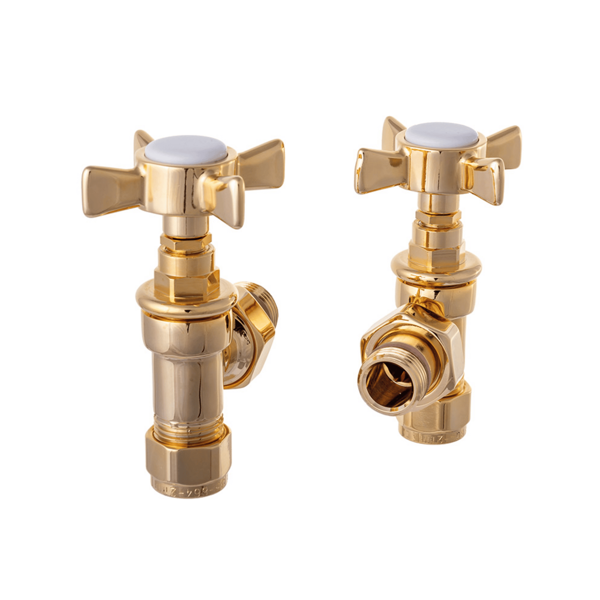 DQ Adoni Luxury Manual Radiator Valves - Angled - Gold - ADONI-ANG-G