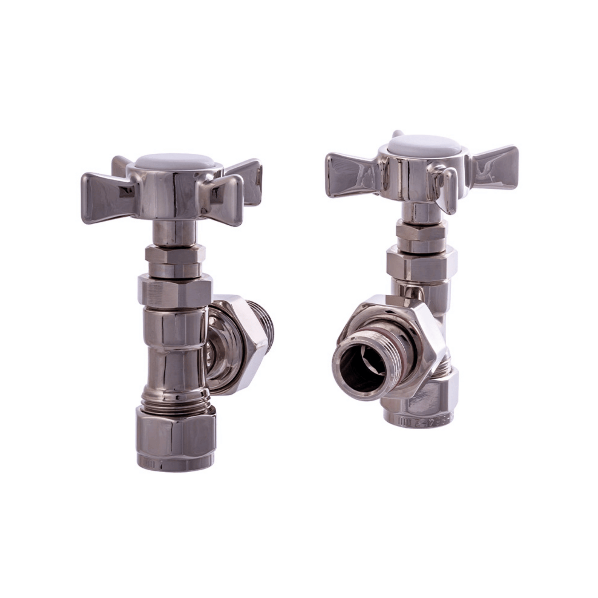 DQ Adoni Luxury Manual Radiator Valves - Angled - Polished Nickel - ADONI-ANG-PN