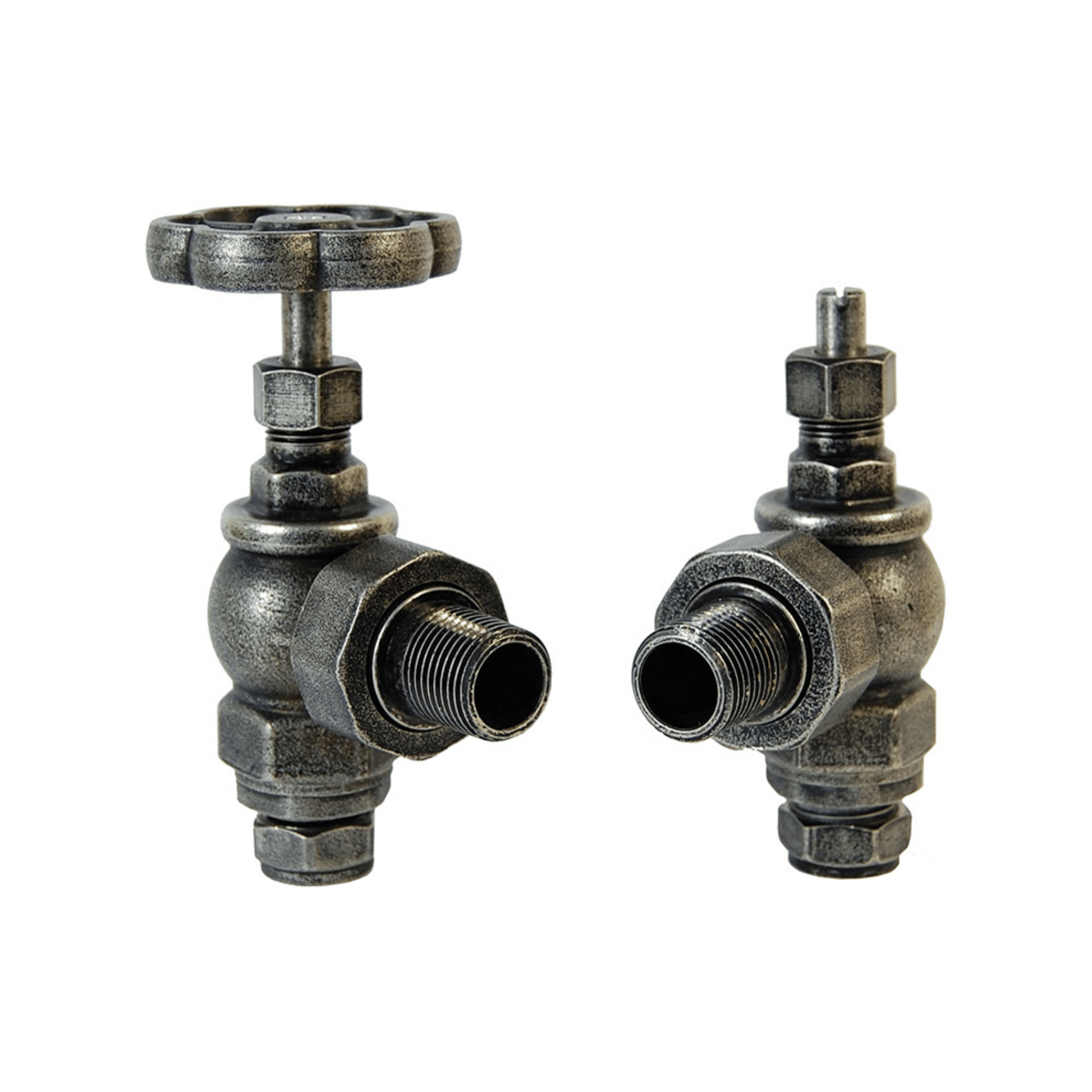 DQ Argo Luxury Manual Radiator Valves - Angled - Pewter - ARGO-ANG-P