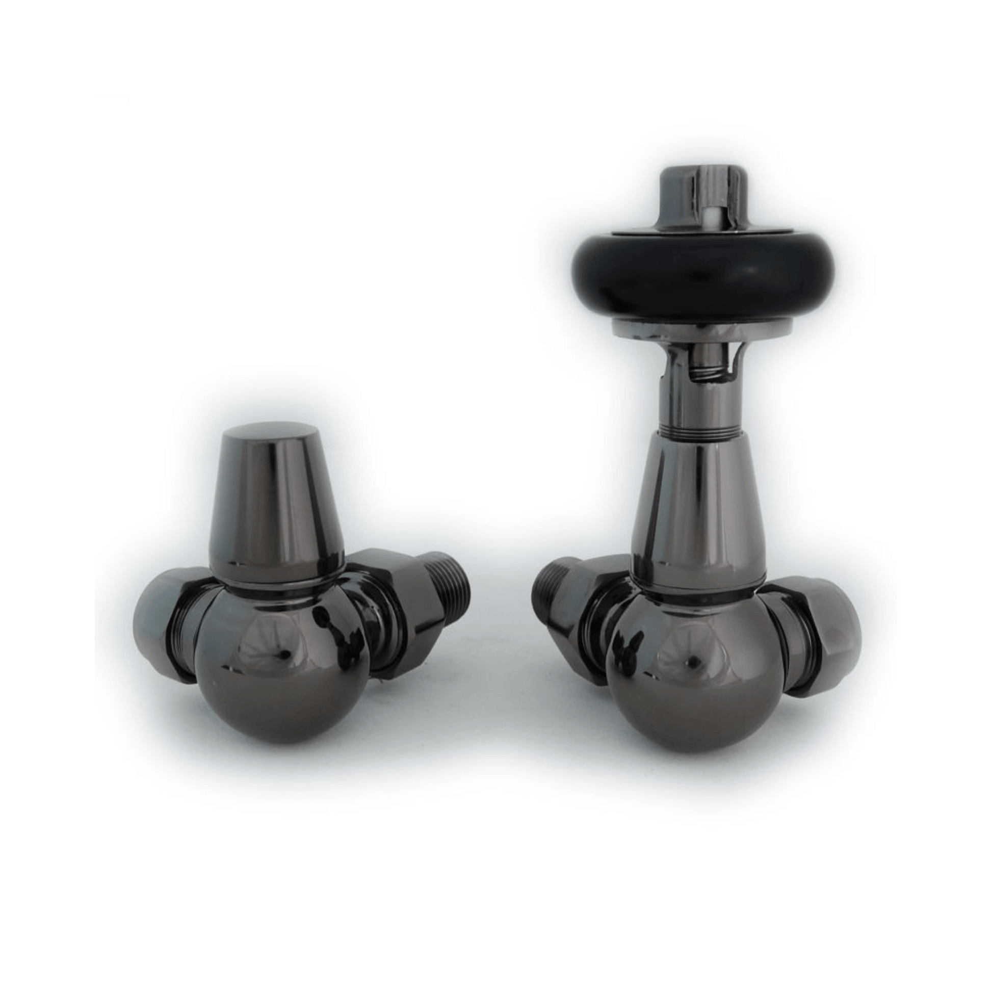 DQ Enzo Luxury Manual Radiator Valves - Corner - Black Nickel - ENZO-MAN-COR-BLK