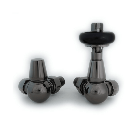 DQ Enzo Luxury Manual Radiator Valves - Corner - Black Nickel - ENZO-MAN-COR-BLK