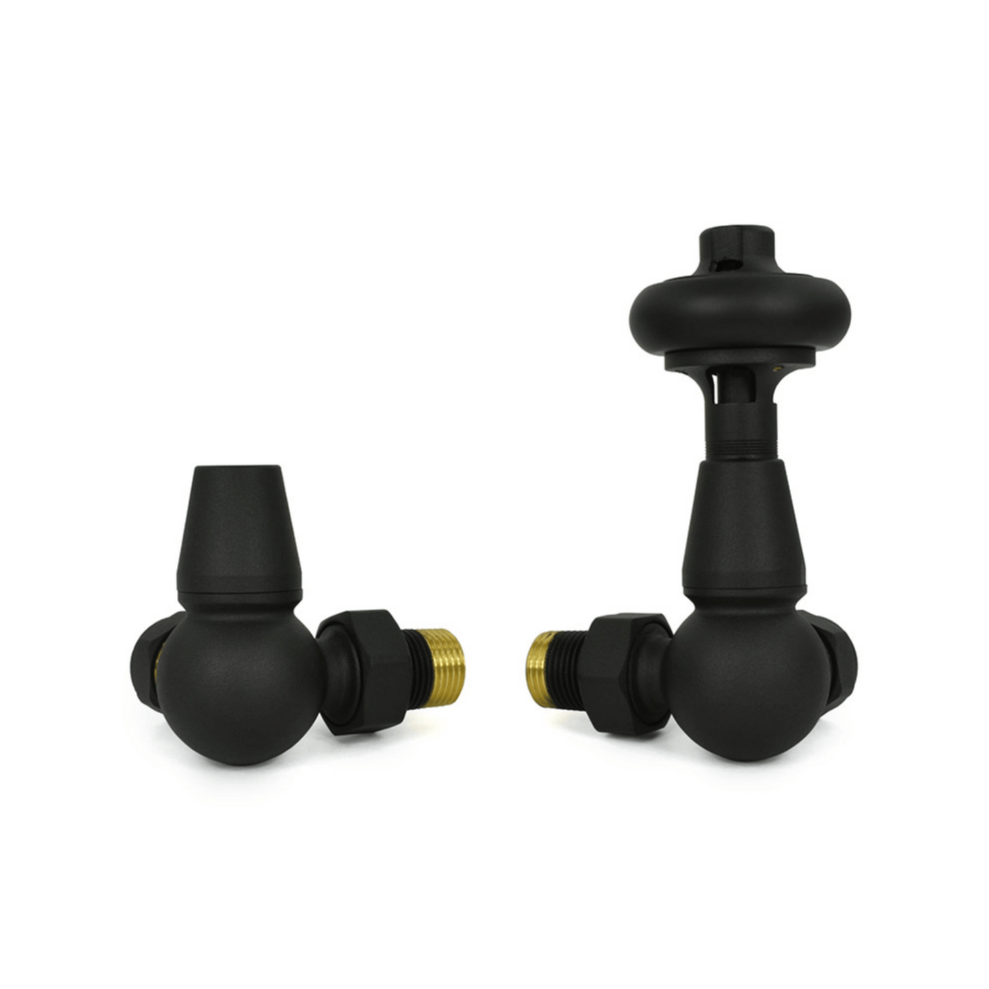 DQ Enzo Luxury Manual Radiator Valves - Corner - Black Texture - ENZO-MAN-COR-BT