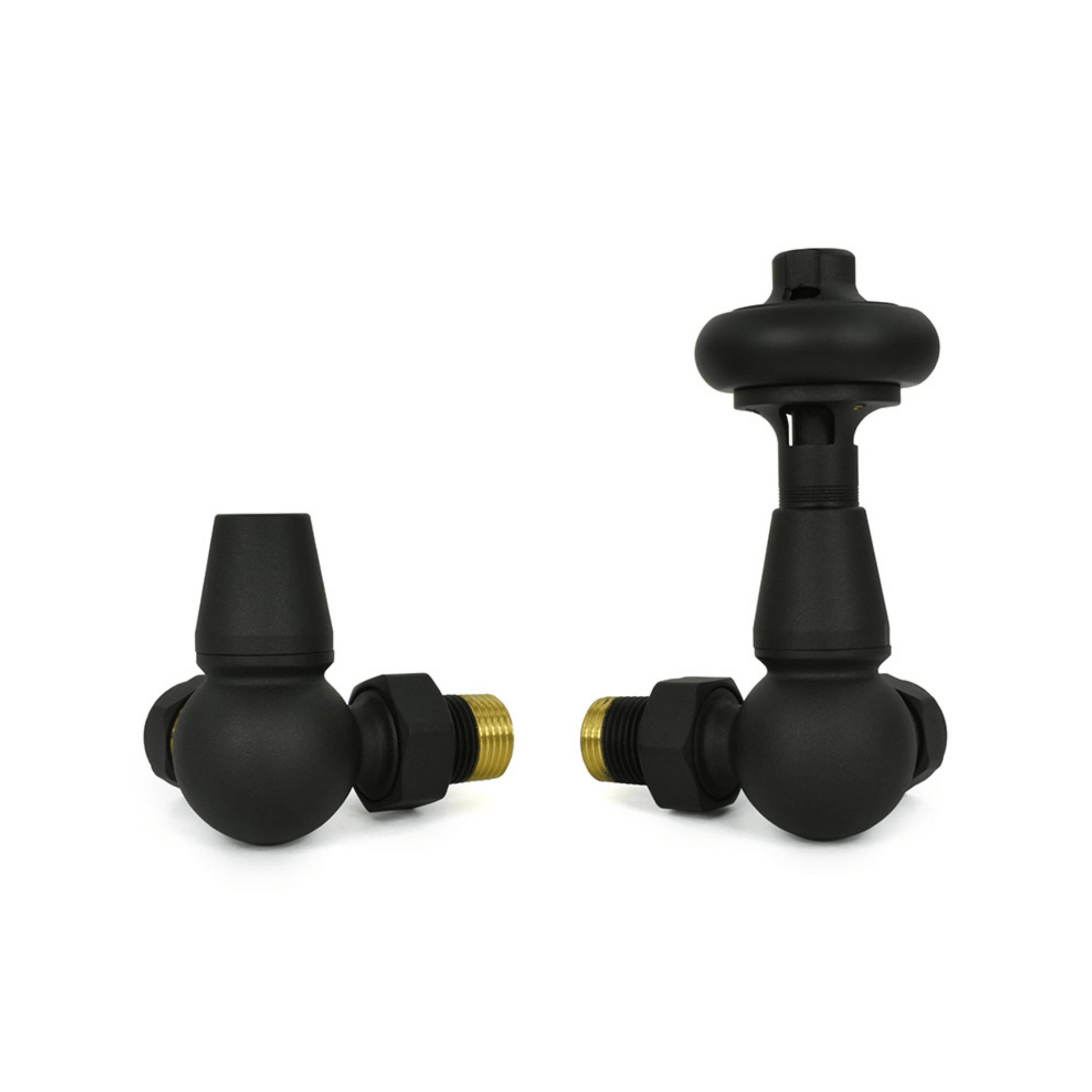 DQ Enzo Luxury Manual Radiator Valves - Corner - Black Texture - ENZO-MAN-COR-BT
