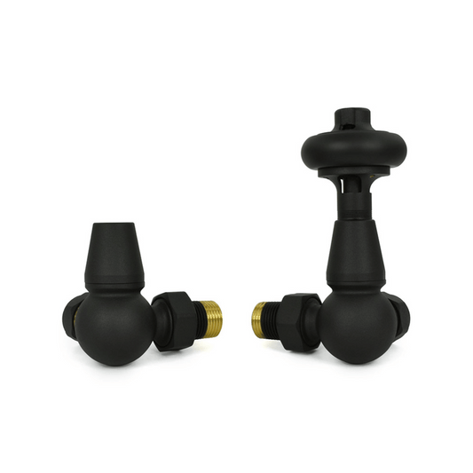 DQ Enzo Luxury Manual Radiator Valves - Corner - Black Texture - ENZO-MAN-COR-BT
