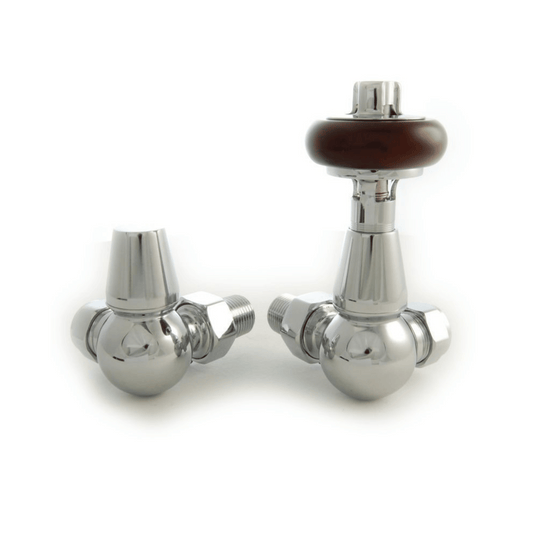 DQ Enzo Luxury Manual Radiator Valves - Corner - Chrome - ENZO-MAN-COR-C