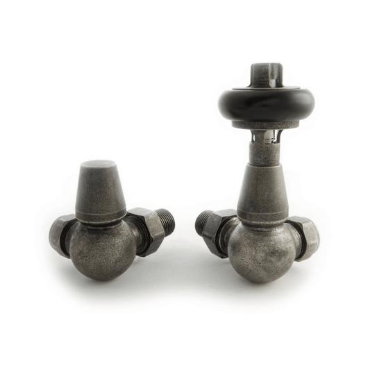 DQ Enzo Luxury Manual Radiator Valves - Corner - Pewter - ENZO-MAN-COR-P