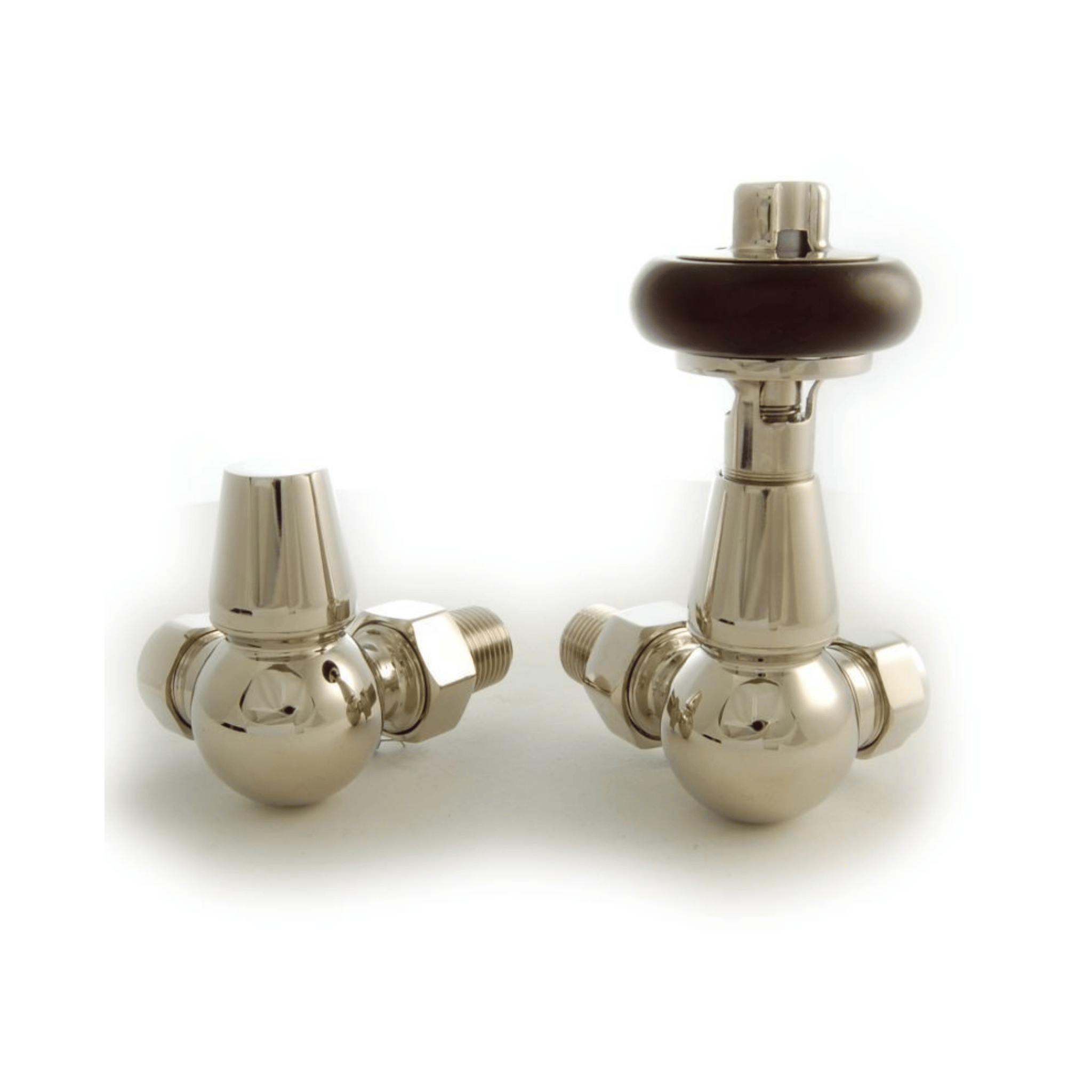 DQ Enzo Luxury Manual Radiator Valves - Corner - Polished Nickel - ENZO-MAN-COR-PN