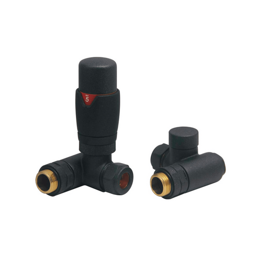 DQ Essential Dual Fuel TRV (for DQ Essential & TEC Elements) - Corner - Black - E-TRV-COR-DF-B