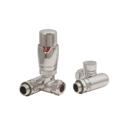 DQ Essential Dual Fuel TRV (for DQ Essential & TEC Elements) - Corner - Brushed Nickel - E-TRV-COR-DF-BN