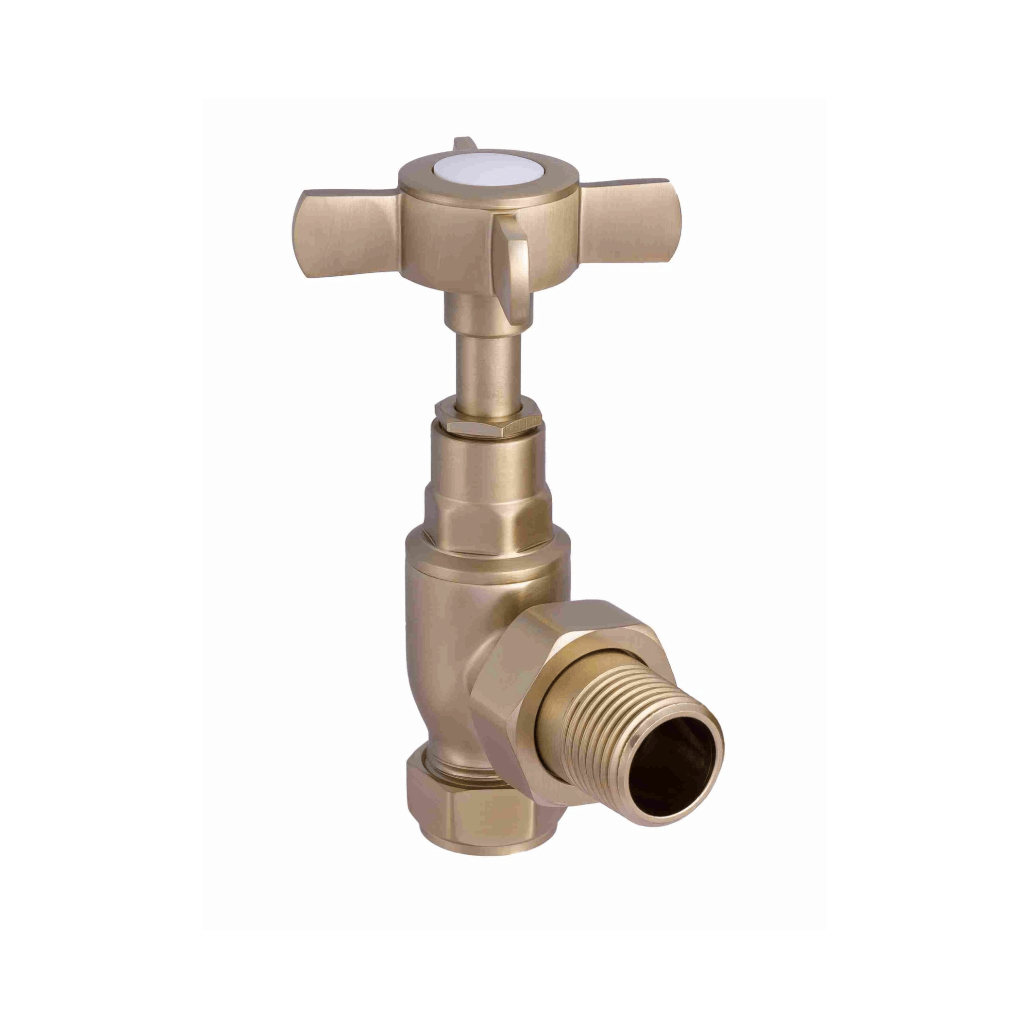 DQ Essential Manual Crosshead Valves - Angled - Brushed Brass - C/H-MAN-ANG-BB