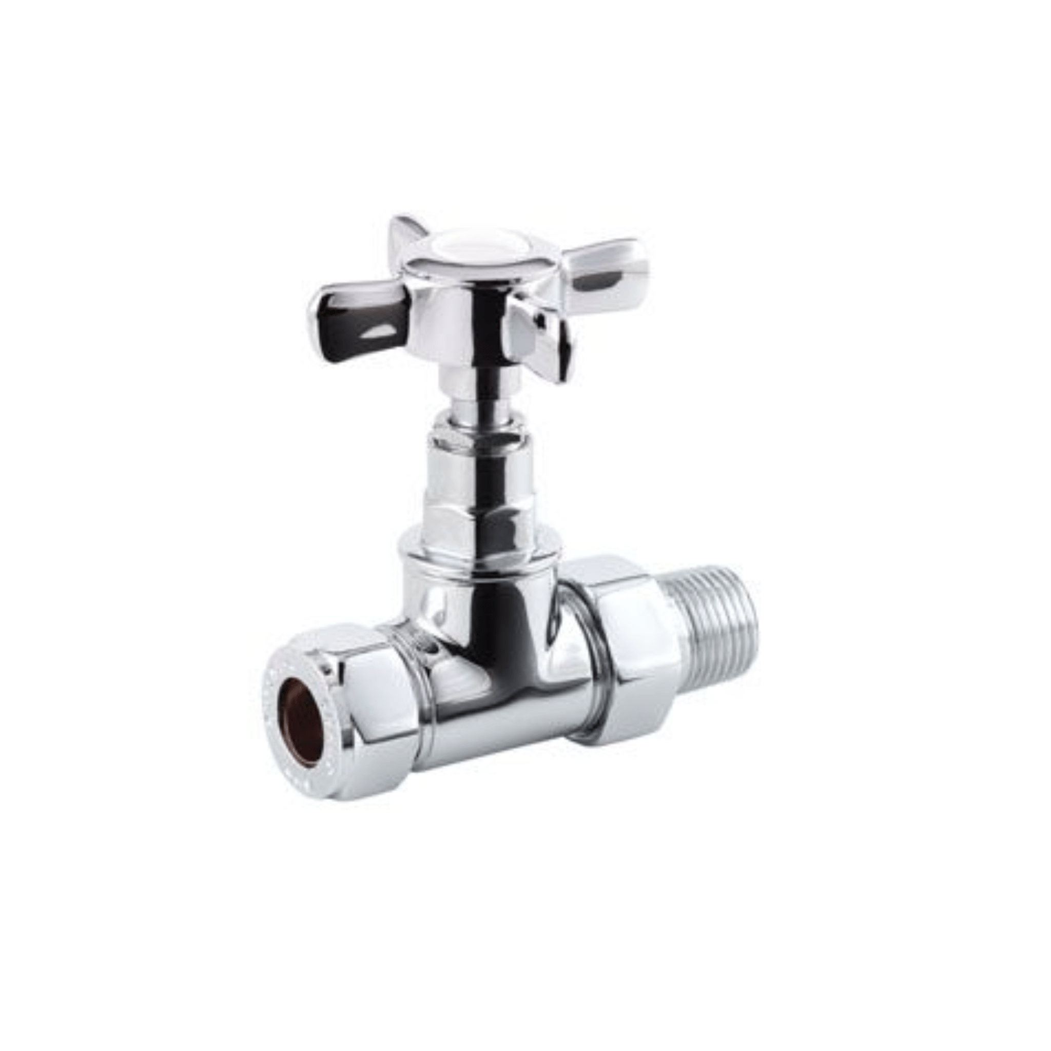 DQ Essential Manual Crosshead Valves - Straight - Chrome - C/H-MAN-ST-C
