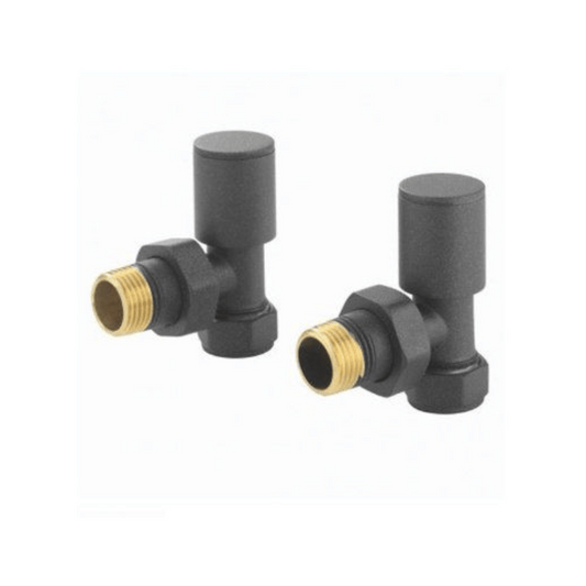 DQ Essential Manual Radiator Valves - Angled - Anthracite - E-MAN-ANG-A