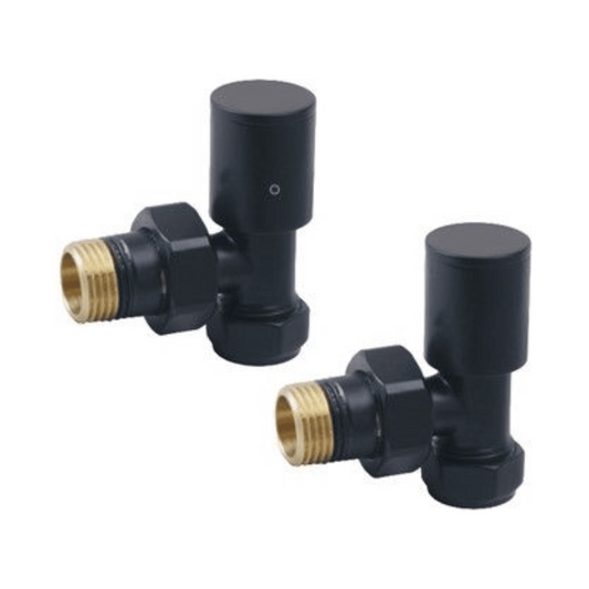 DQ Essential Manual Radiator Valves - Angled - Black - E-MAN-ANG-B