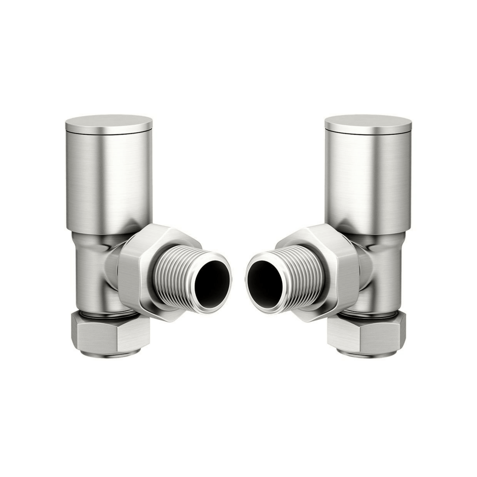 DQ Essential Manual Radiator Valves - Angled - Brushed Nickel - E-MAN-ANG-BN