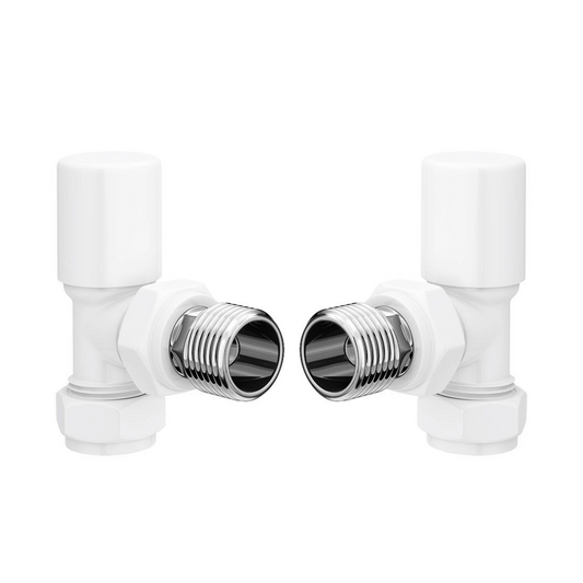 DQ Essential Manual Radiator Valves - Angled - White - E-MAN-ANG-W
