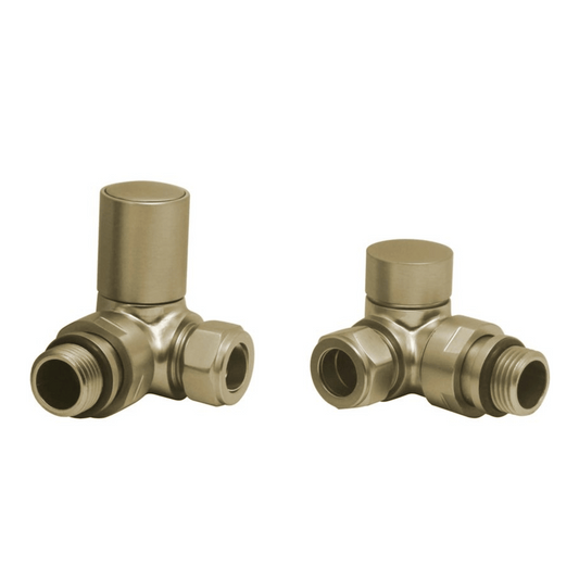 DQ Essential Manual Radiator Valves - Corner - Brushed Brass - E-MAN-COR-BB