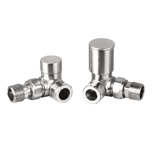 DQ Essential Manual Radiator Valves - Corner - Brushed Nickel - E-MAN-COR-BN