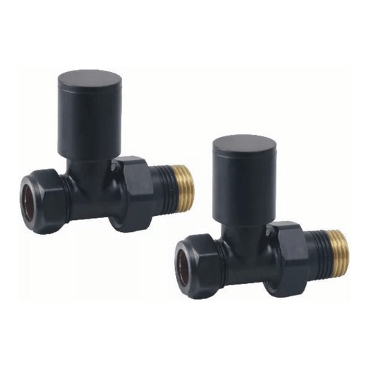 DQ Essential Manual Radiator Valves - Straight - Black - E-MAN-ST-B