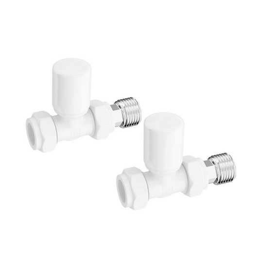 DQ Essential Manual Radiator Valves - Straight - White - E-MAN-ST-W