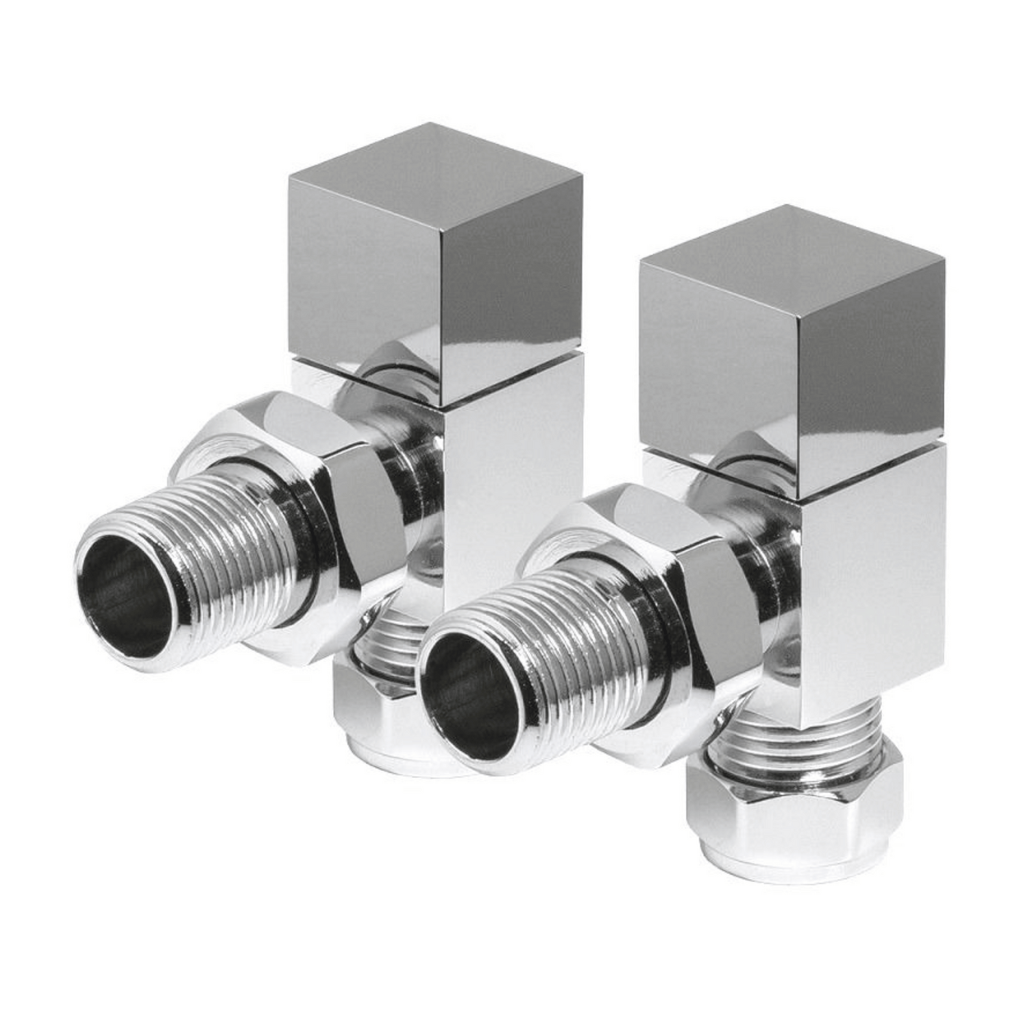 DQ Essential Manual Square Radiator Valves - Angled - Chrome - E-SQ-ANG-C