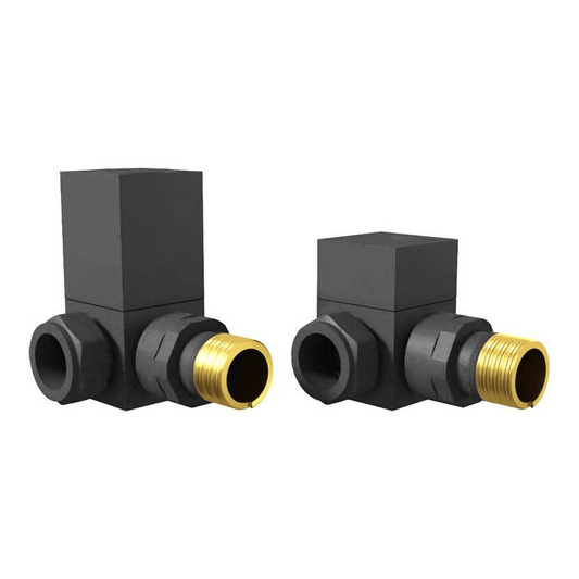 DQ Essential Manual Square Radiator Valves - Corner - Anthracite - E-SQ-COR-A