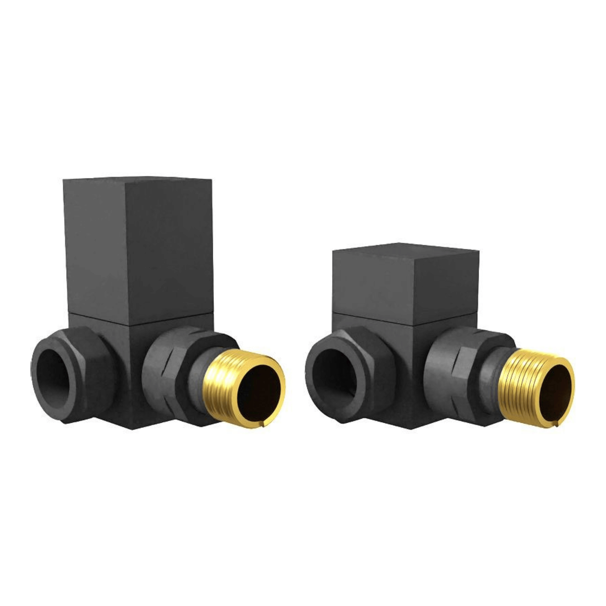 DQ Essential Manual Square Radiator Valves - Corner - Anthracite - E-SQ-COR-A