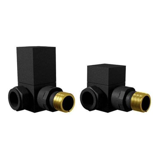 DQ Essential Manual Square Radiator Valves - Corner - Black - E-SQ-COR-B