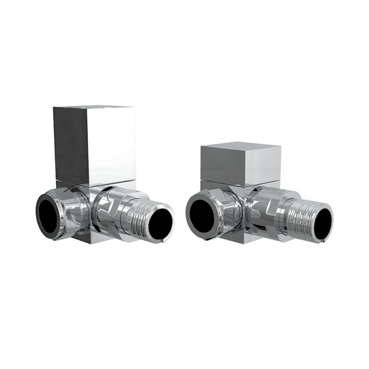 DQ Essential Manual Square Radiator Valves - Corner - Chrome - E-SQ-COR-C