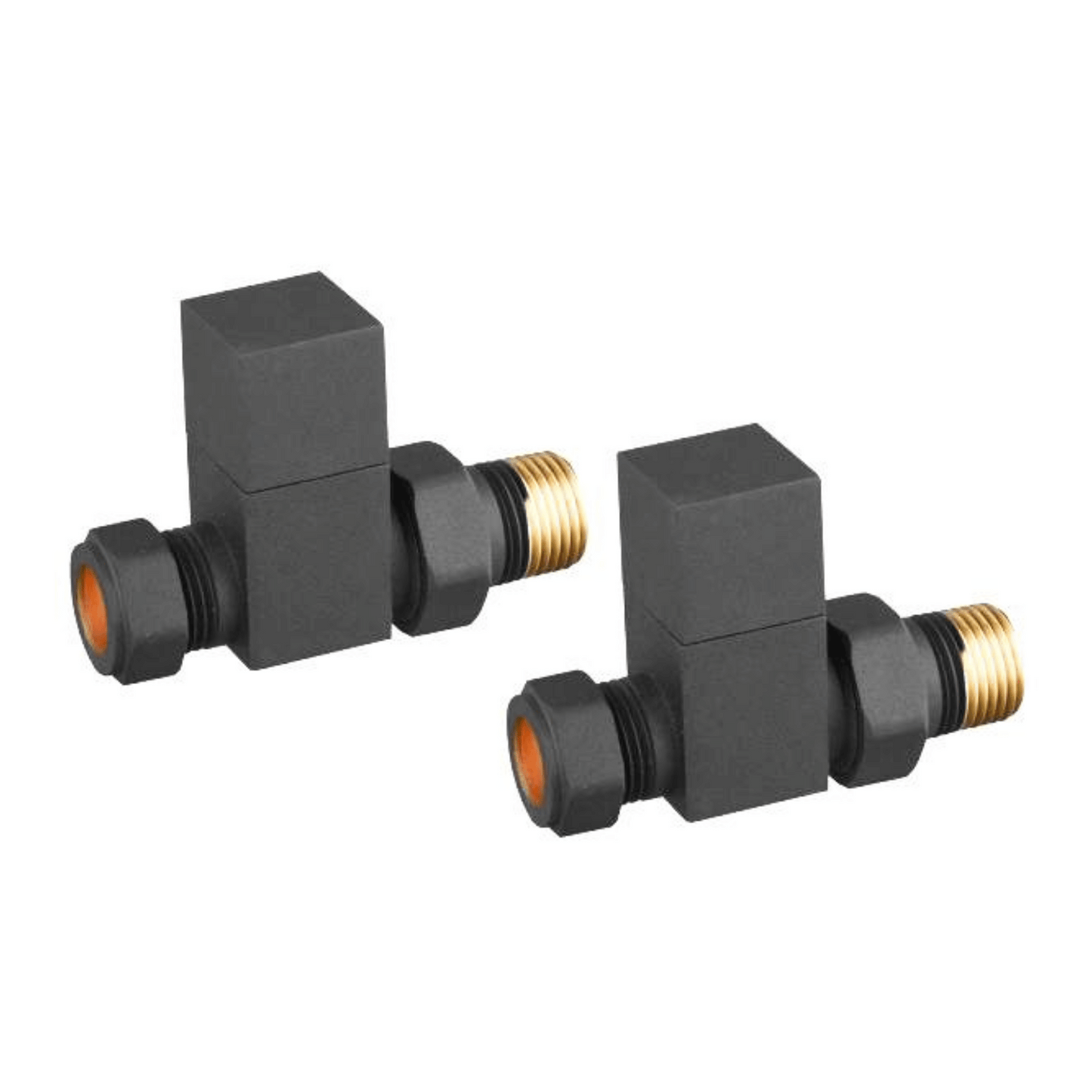DQ Essential Manual Square Radiator Valves - Straight - Anthracite - E-SQ-ST-A