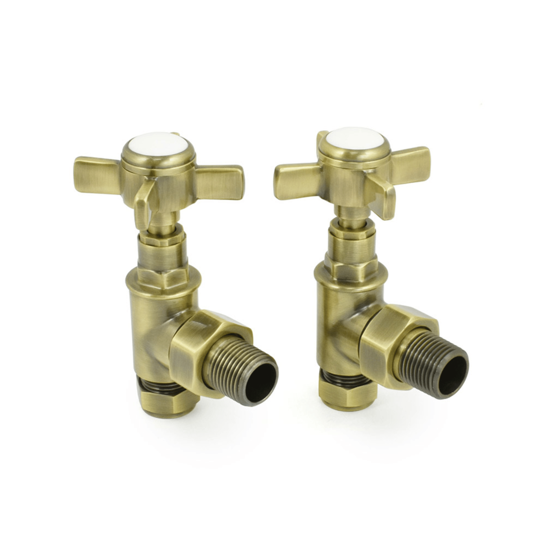 DQ Valo Luxury Manual Radiator Valves - Angled - Antique Brass - VALO-ANG-AB